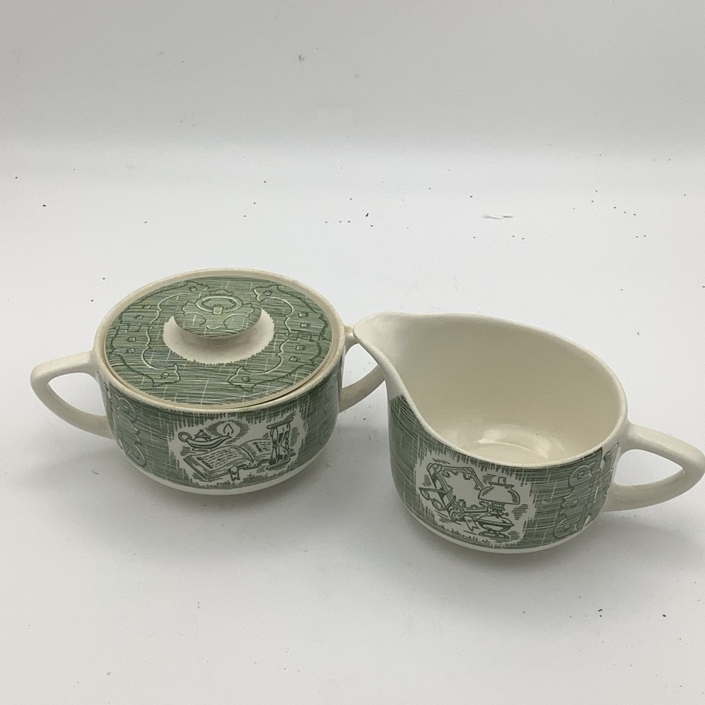 Vintage Royal China “Old Curiosity Shop” Sugar and Creamer Set